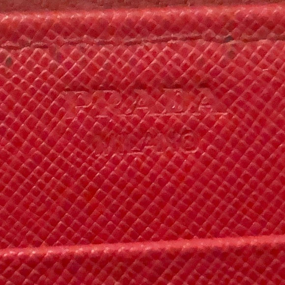Prada Red Large Saffiano Leather Zip Around Wallet - Picture 6 of 10